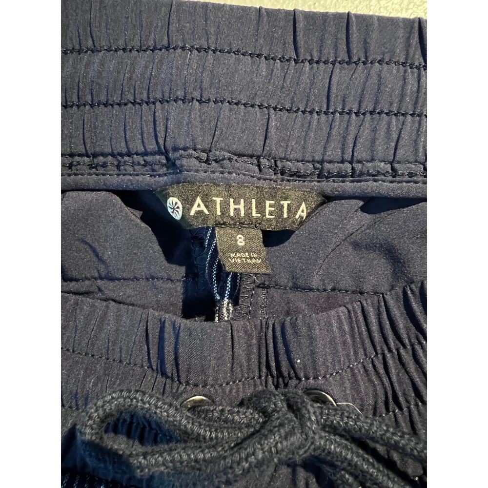 Athleta Pants Blue Stripe Bali Linen Nautical Beachy Coastal Grandma Summer - Picture 7 of 8